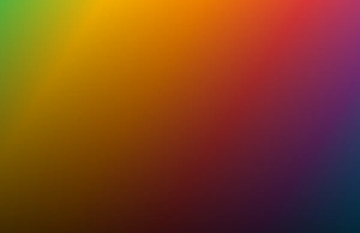 A smooth gradient blends from green through yellow, orange, red, purple, and blue.